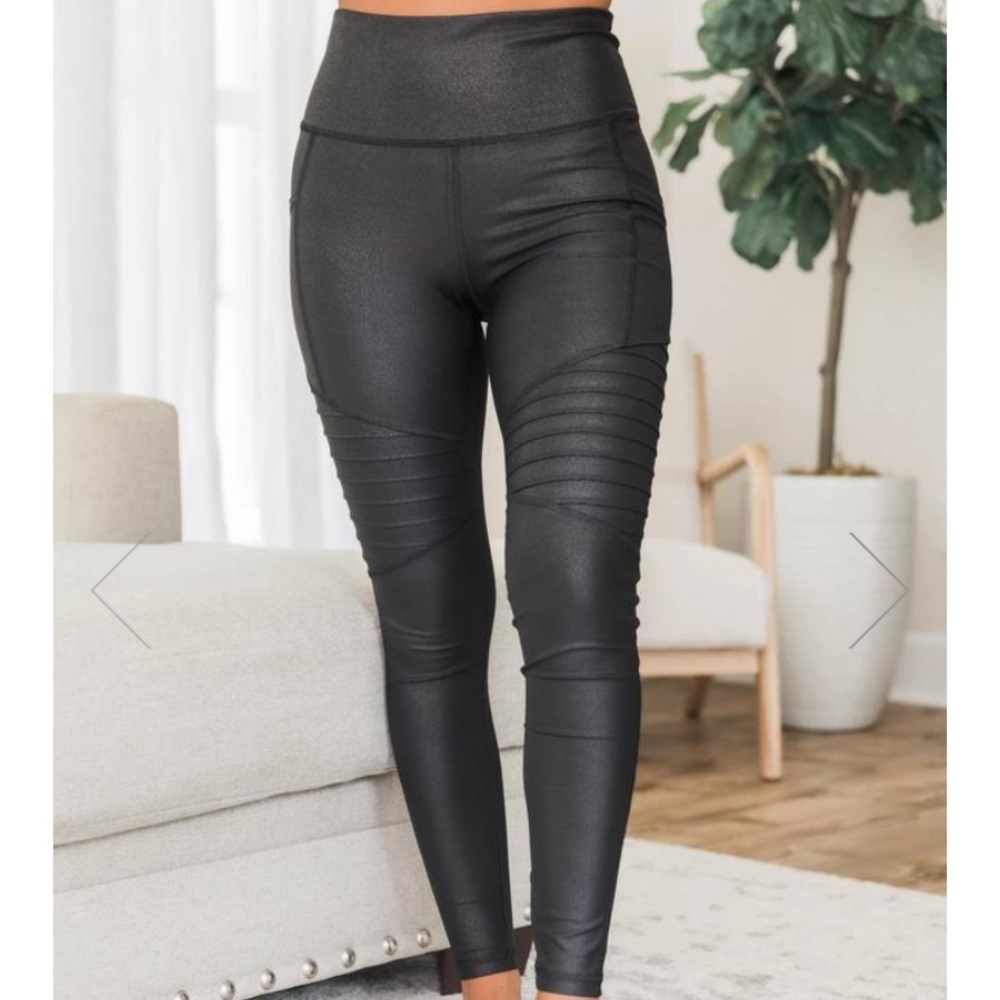 ISO Faux Leather Black Moto Leggings